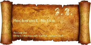 Heckenast Netta névjegykártya